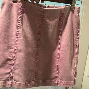 Free People Modern Femme Pink Denim Mini Skirt